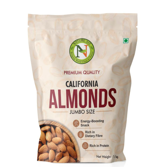 NatureVit Jumbo California Almonds | Big Size Badaam | 100% Natural Crunchy Badam Giri | Rich in Protein, Fiber, Vitamin E, Magnesium & Calcium | Healthy Snacks