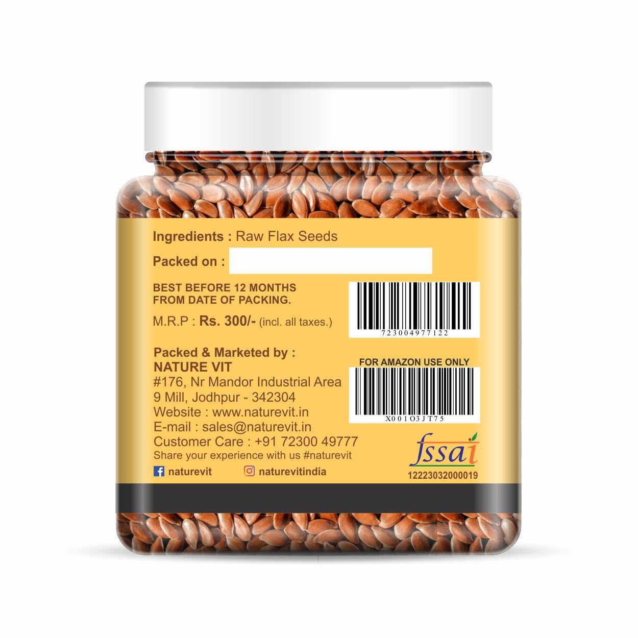 NatureVit Chia & Flax Seeds Combo – Omega-3 & Fiber-Rich Superfoods