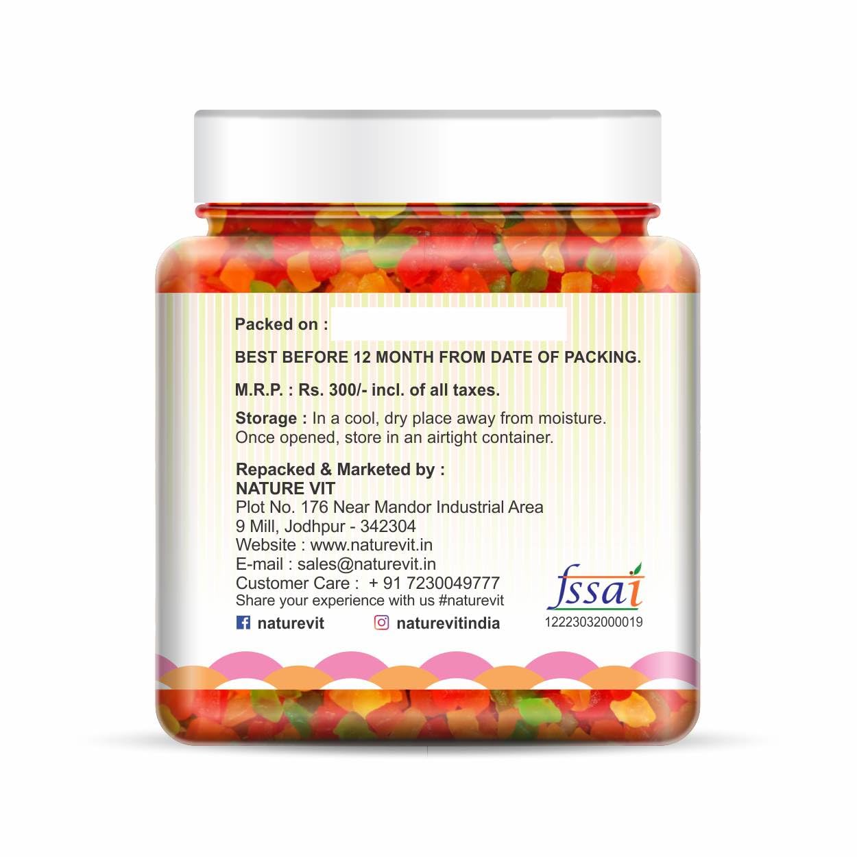 NatureVit Cherry Tutti Frutti | Vibrant Cake & Dessert Topping | Ideal for Ice Cream, Cookies & Pastries
