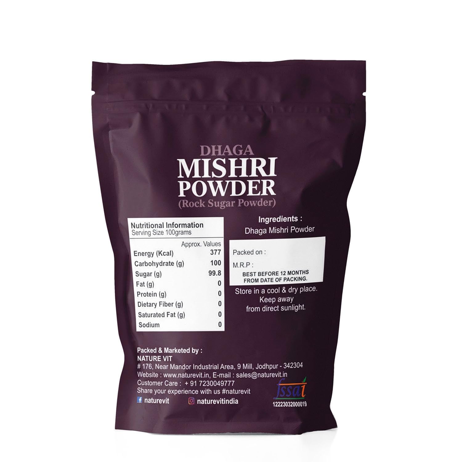NatureVit Dhaga Mishri Powder – Pure Rock Sugar Candy Powder