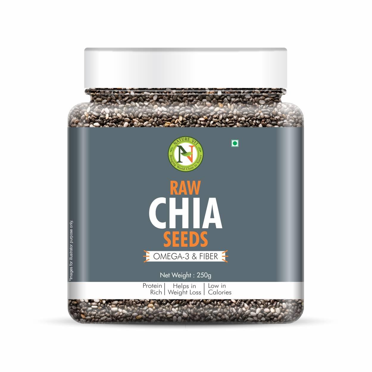 NatureVit Chia Seeds | Rich in Omega-3, Fiber & Protein | Superfood for Weight Management | Raw & Natural Seeds for Eating