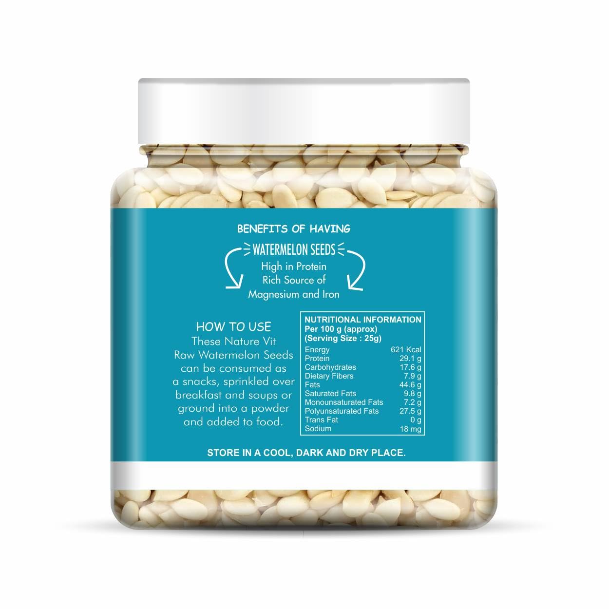 NatureVit Watermelon Kernel Seeds | Tarbooj Magaz | Skinless Seeds for Indian Gravies & Baking
