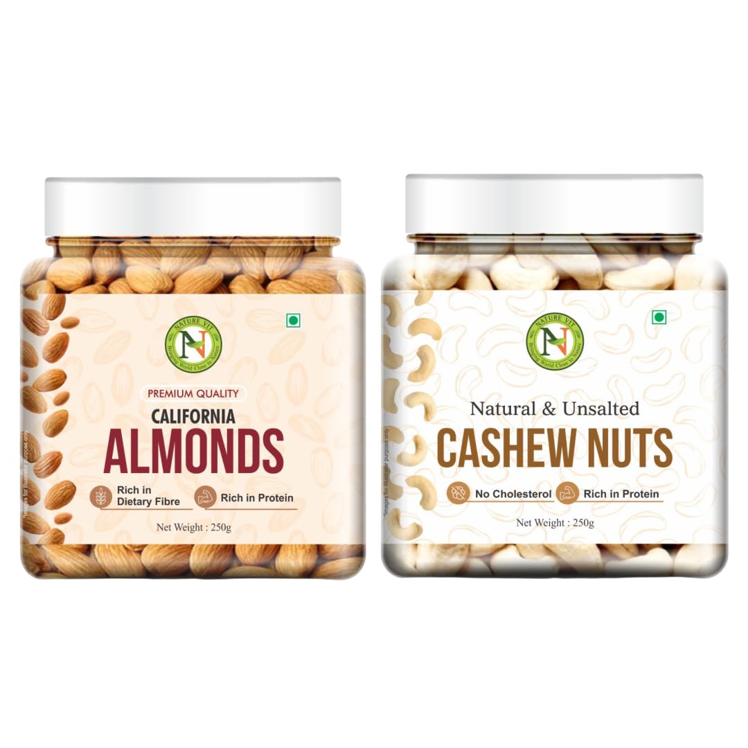 NatureVit Almond & Cashew Nuts Combo | Premium Roasted Almonds & Cashews | Healthy Dry Fruits