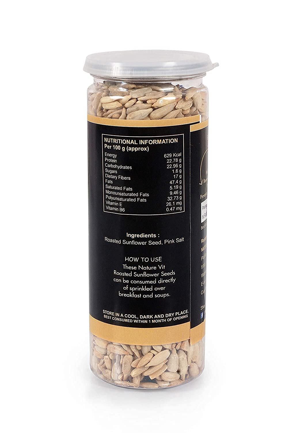 NatureVit Roasted & Salted Sunflower Seeds 200g – Healthy Snack Rich in Fiber & Magnesium