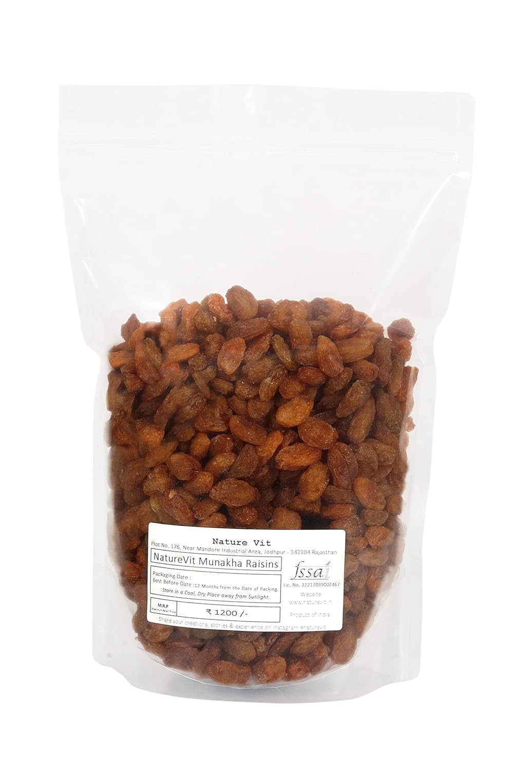 NatureVit Munakka Raisins – King Size, Seeded, Premium Dry Fruits
