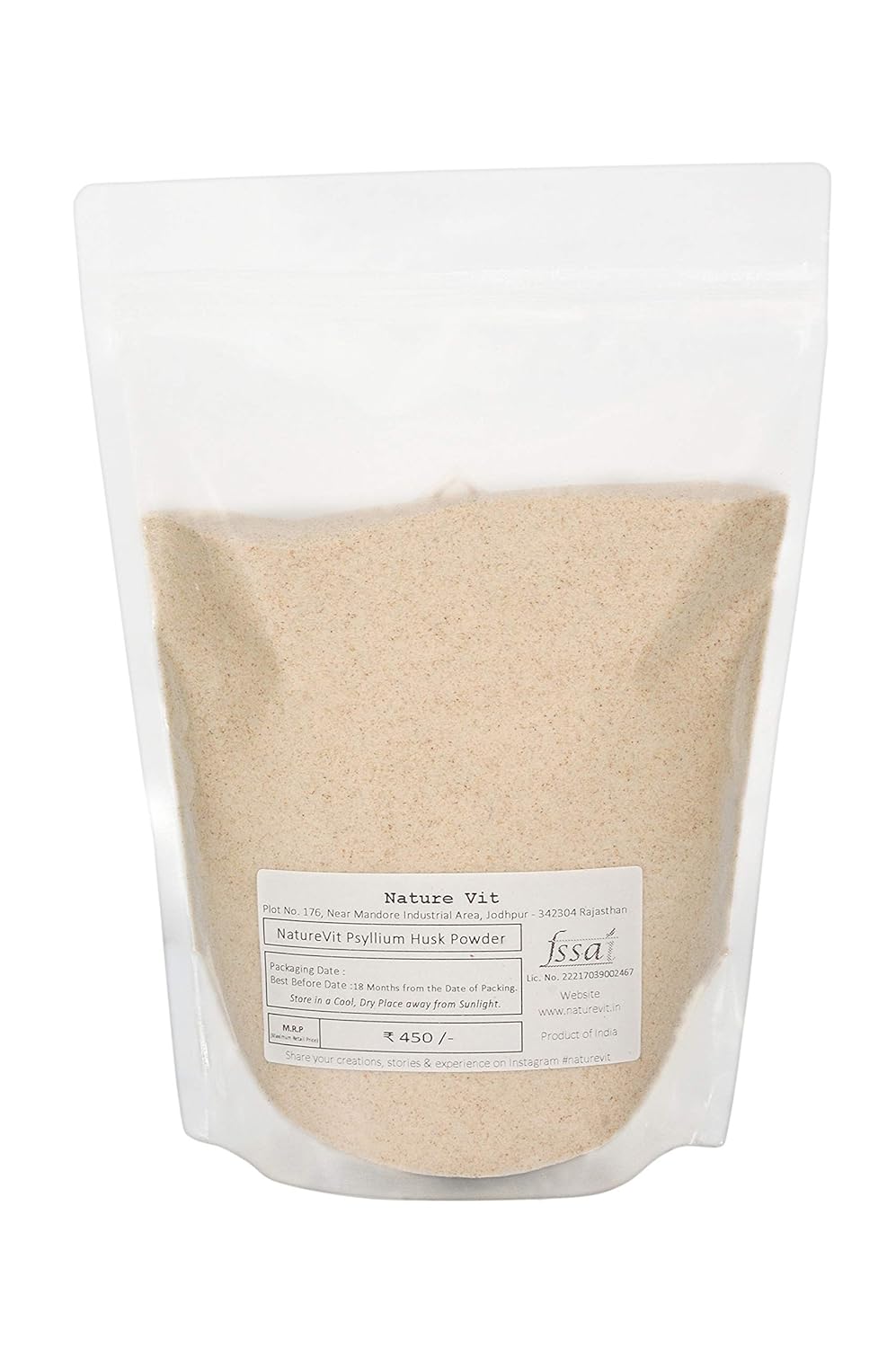 NatureVit Psyllium Husk Powder – Natural Fiber for Keto & Gluten-Free Baking