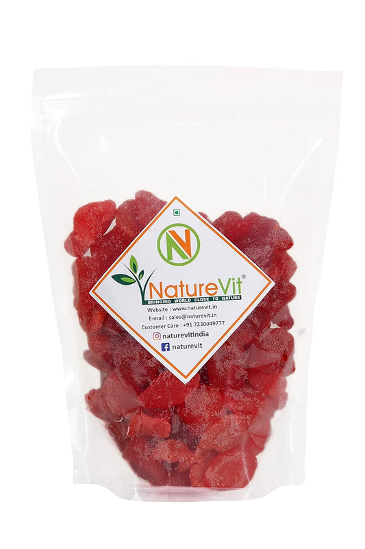 NatureVit Dried Strawberry Dry Fruits| Premium Sun-Dried Strawberries | Natural, Vegan & Gluten-Free Snack