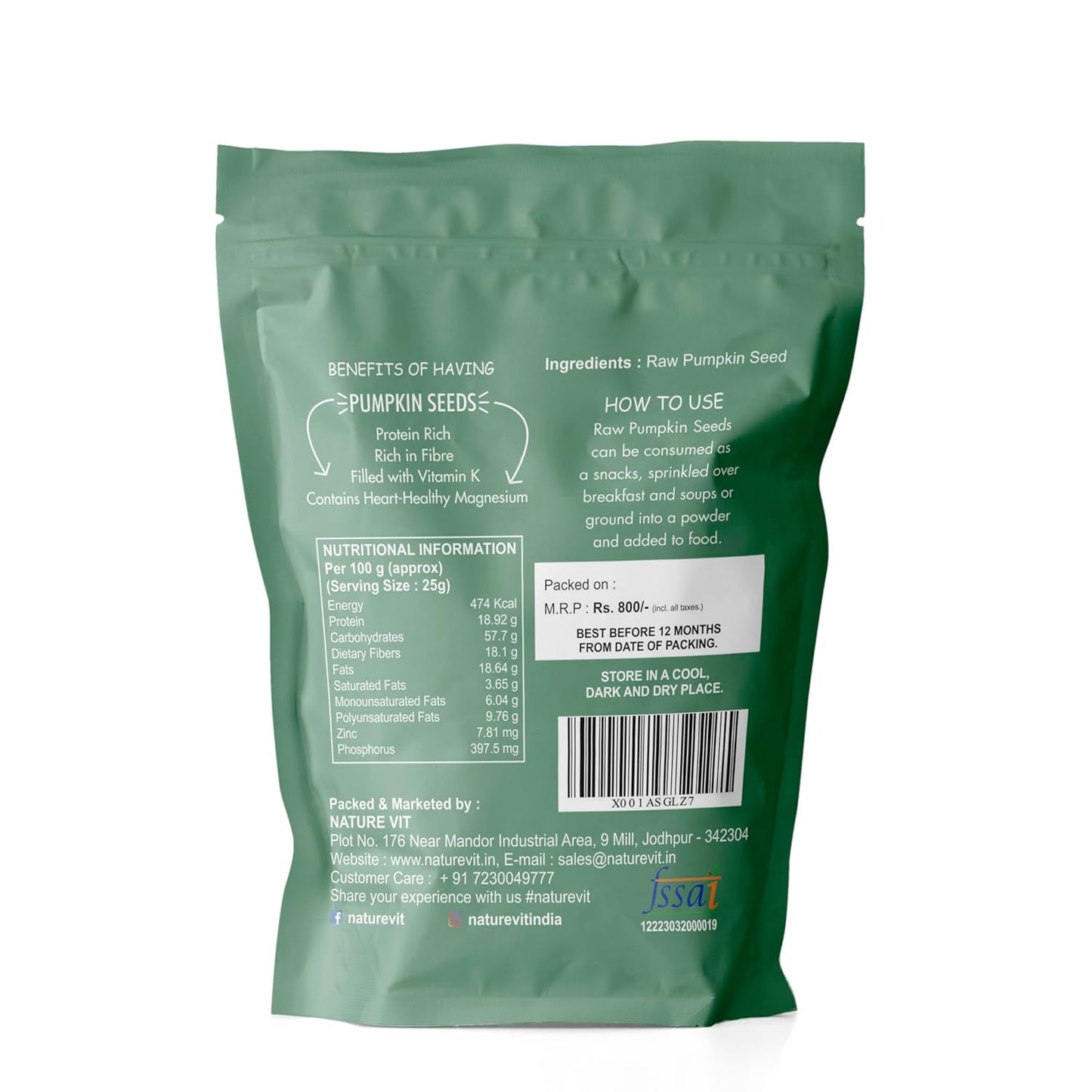 NatureVit Raw Pumpkin Seeds
