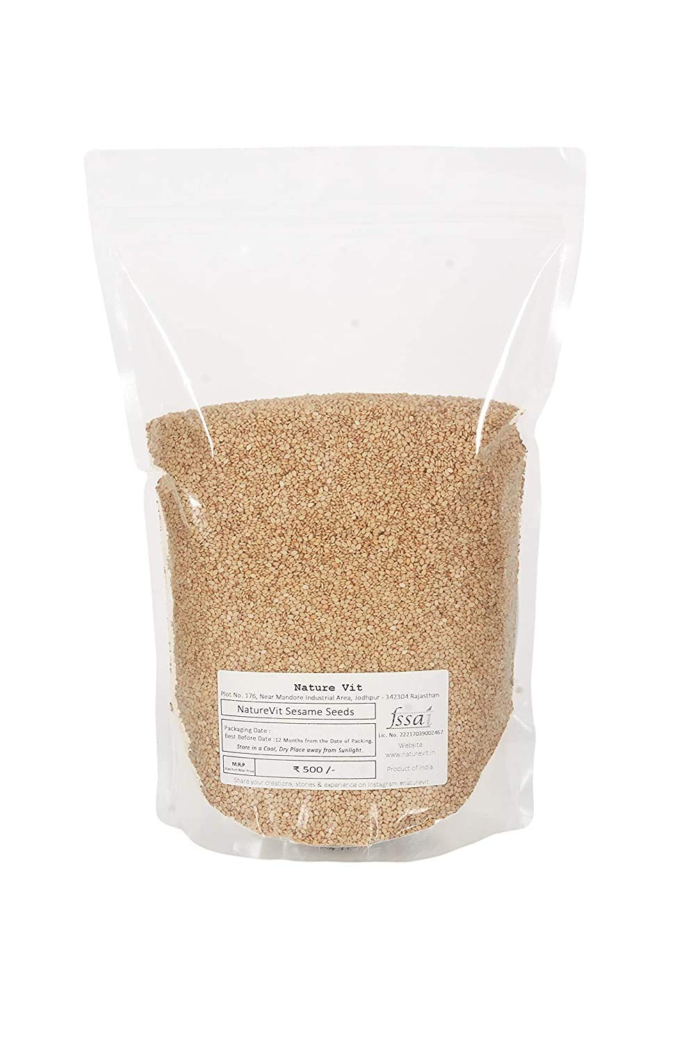 NatureVit White Sesame Seeds – Premium Quality Raw Til for Cooking & Baking