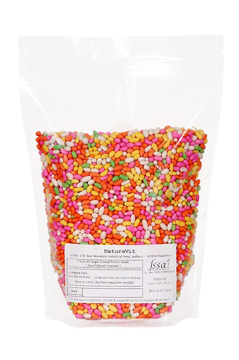 NatureVit Colourful Sugar Coated Saunf – Fennel Seeds Mouth Freshener