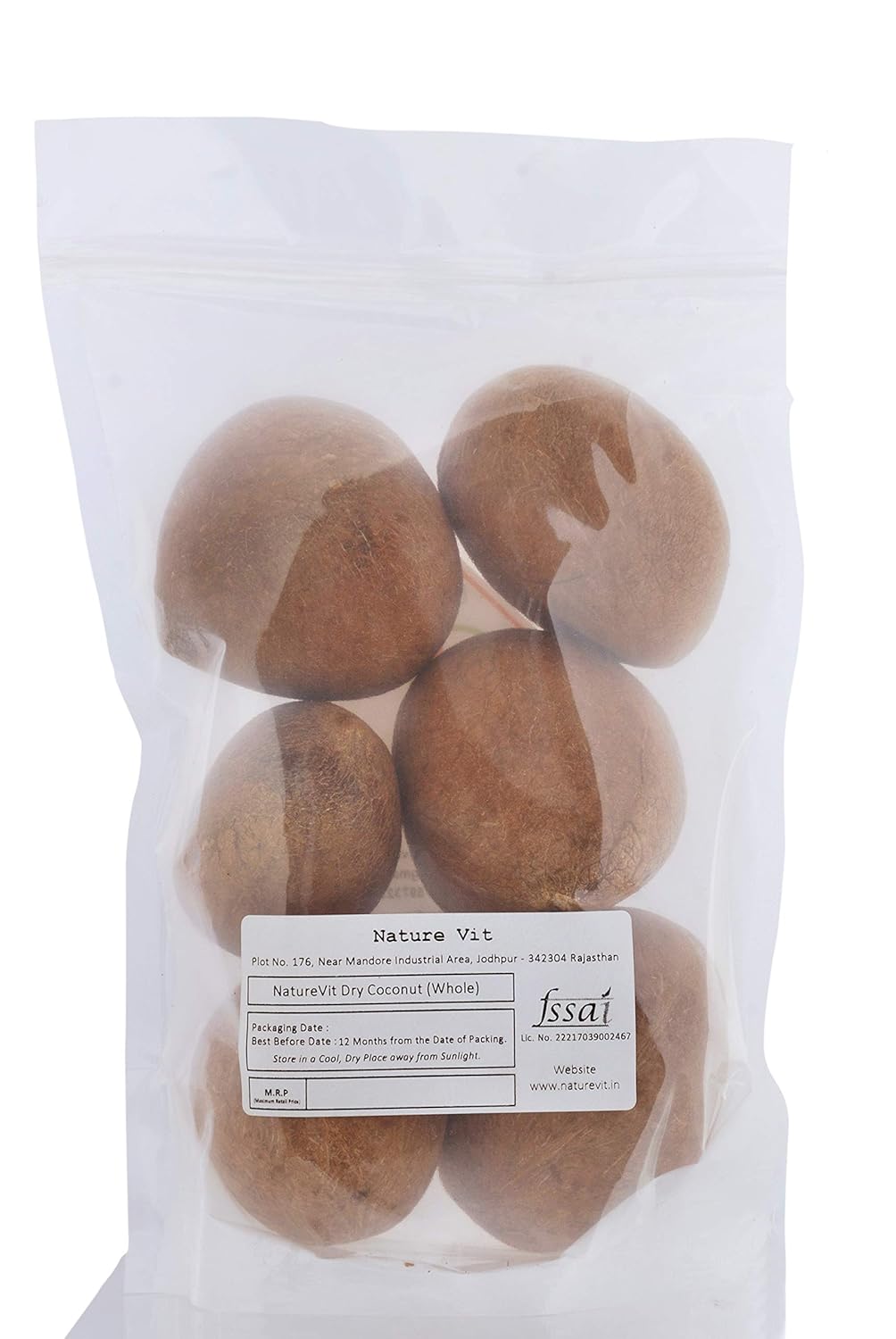 NatureVit Dry Coconuts – Medium Size Gota Nariyal for Cooking & Puja