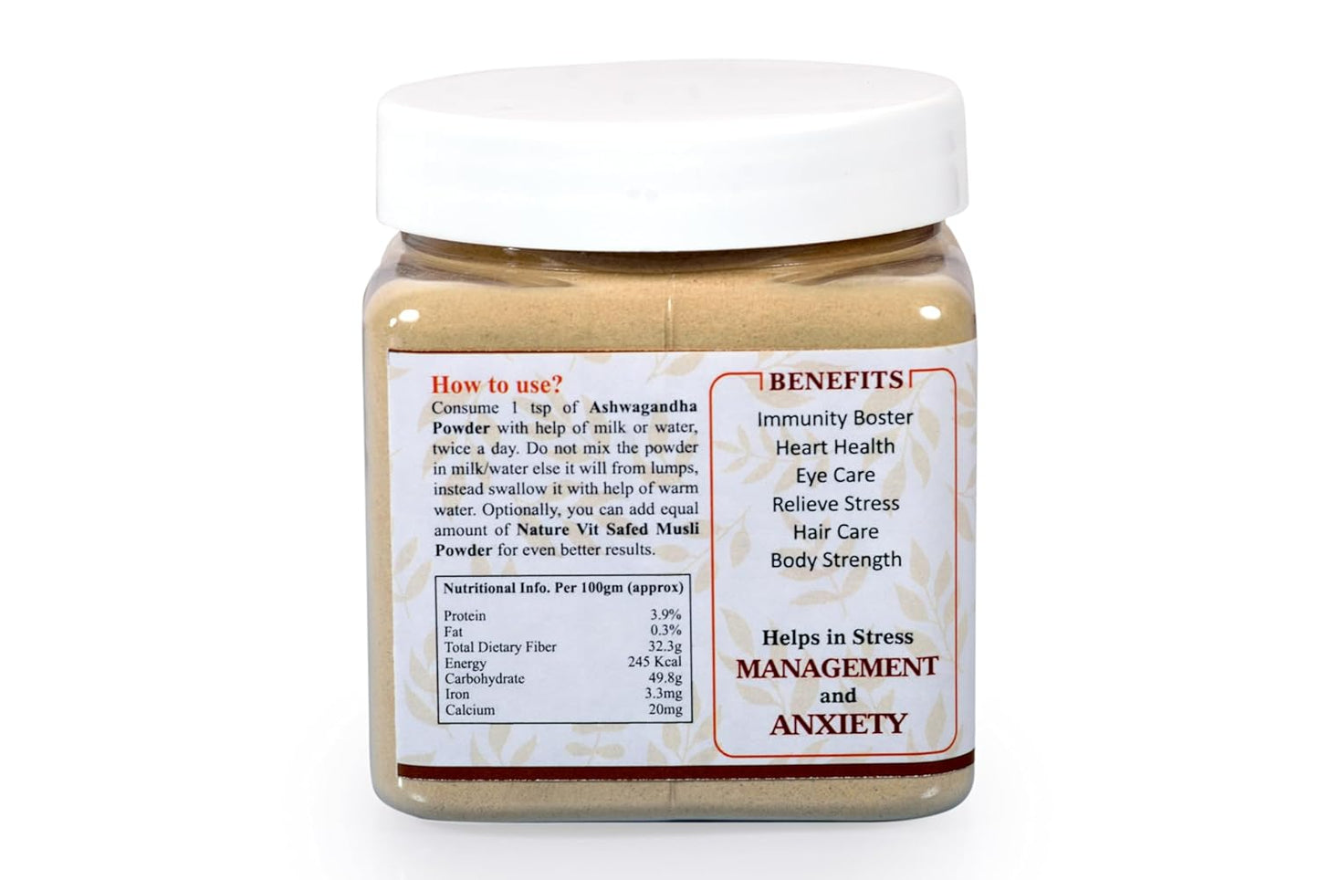 NatureVit Ashwagandha Powder – Pure Herbal Supplement for Vitality & Stress Relief