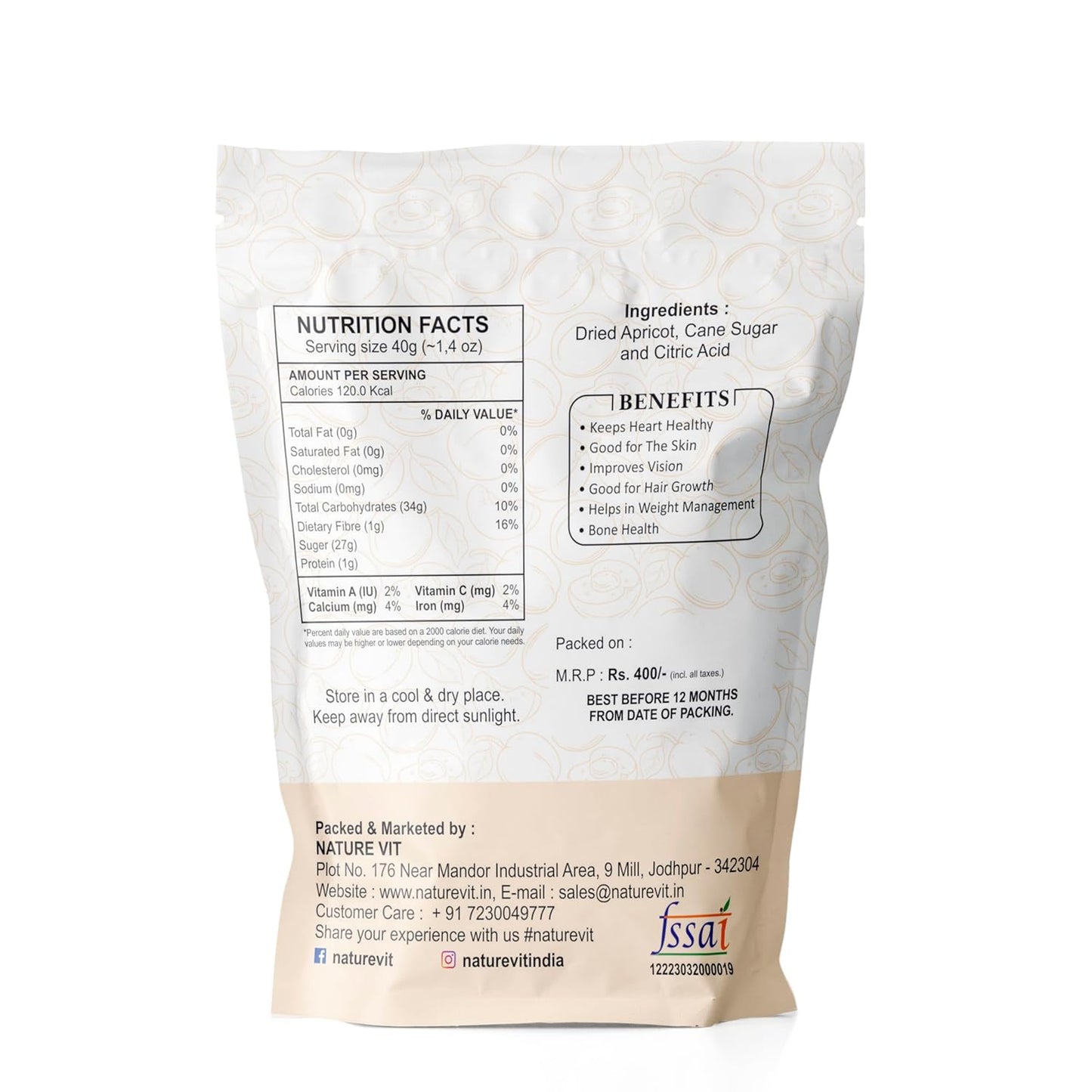 NatureVit Dried Premium Turkish Apricots – Vegan, Gluten-Free Snack
