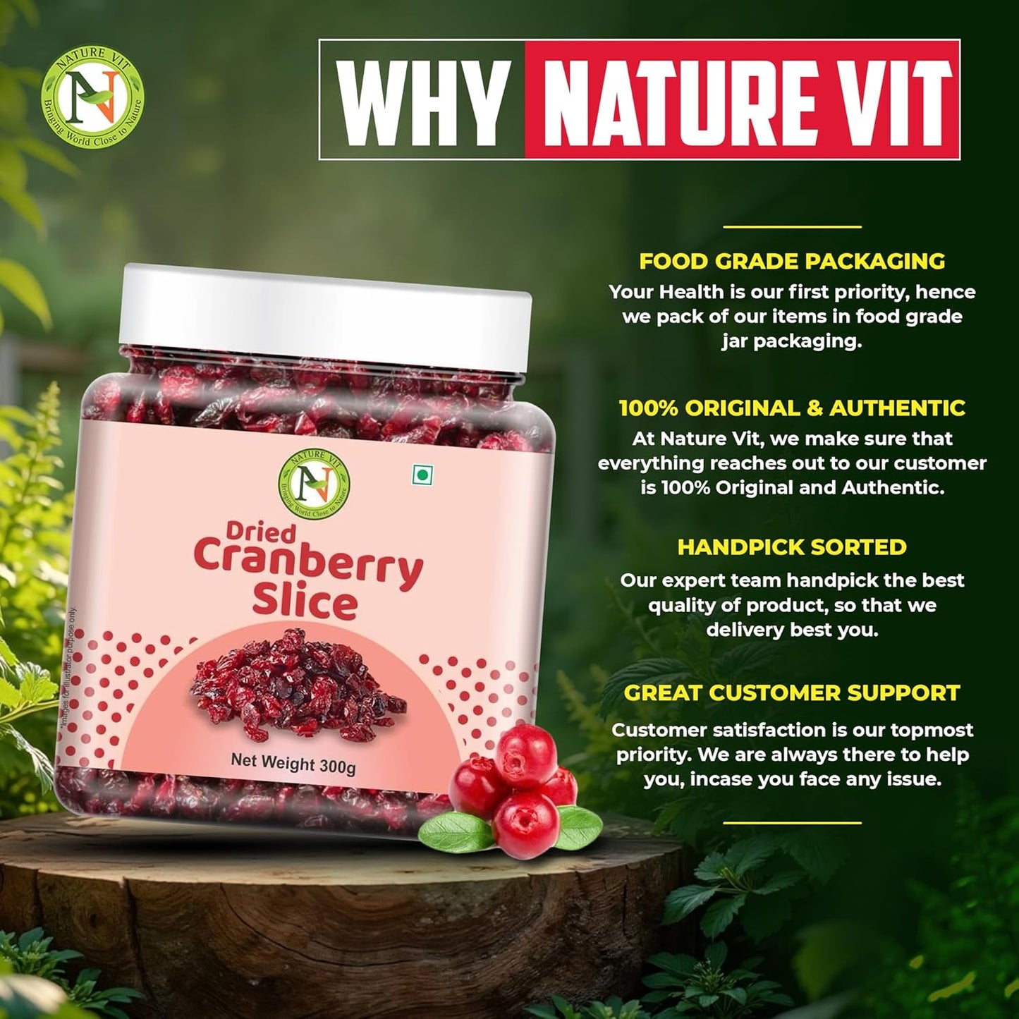 NatureVit Dried Cranberry Slice | Dried Cranberries | Gently Sweetened