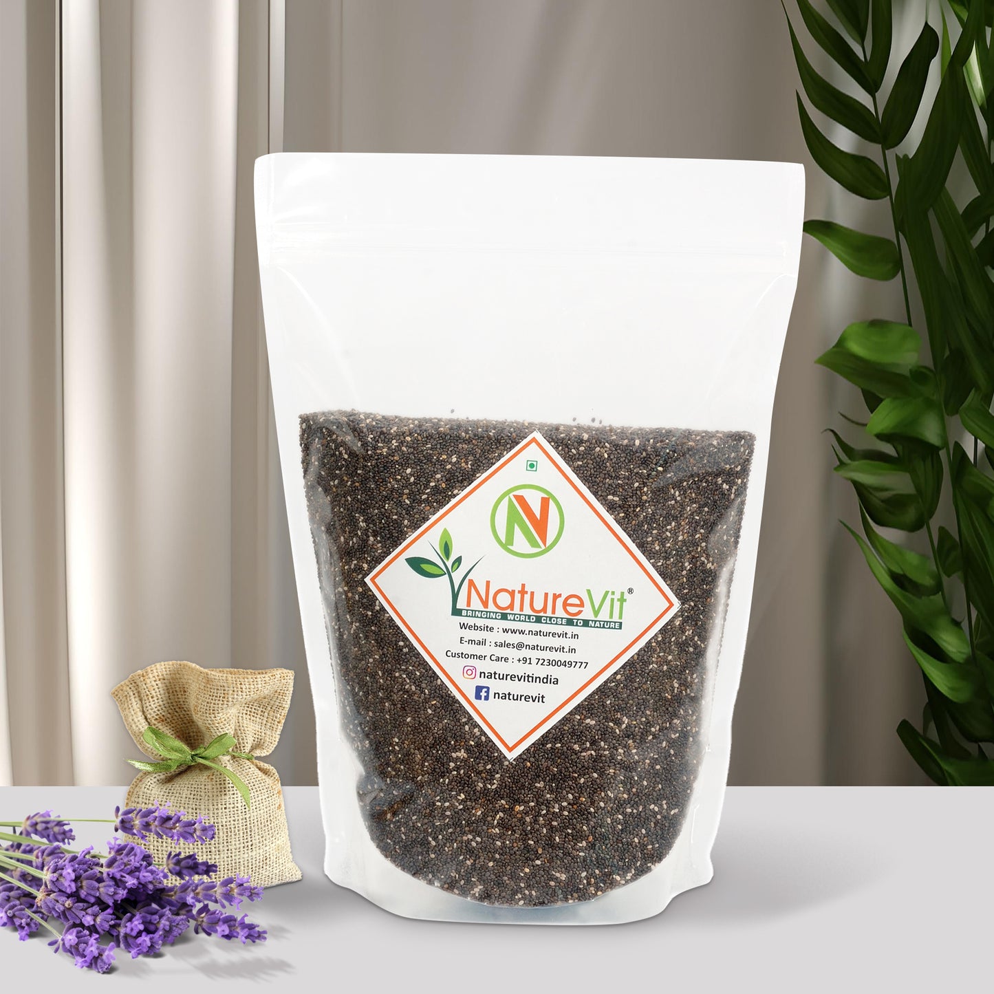 NatureVit Chia Seeds | Rich in Omega-3, Fiber & Protein | Superfood for Weight Management | Raw & Natural Seeds for Eating