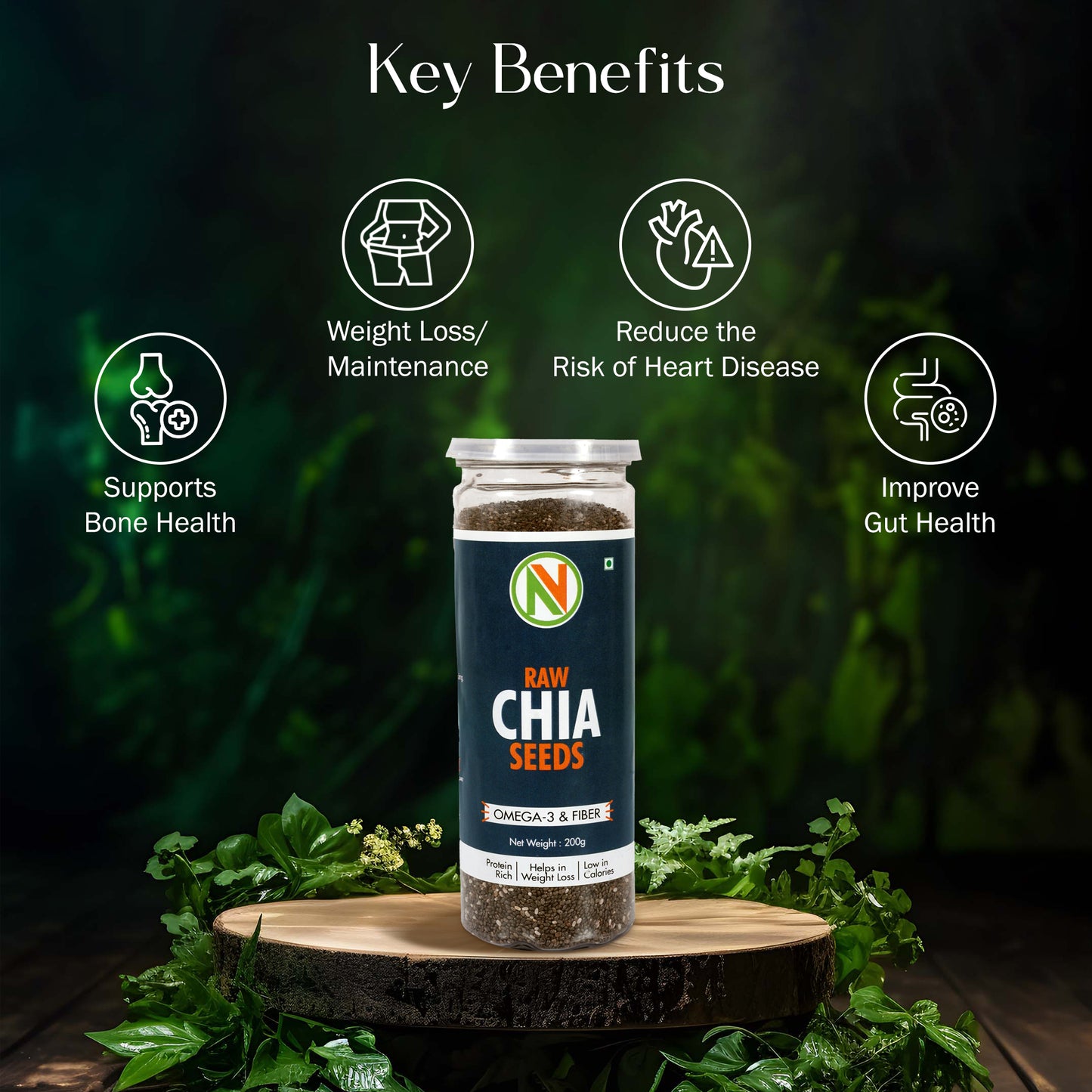 NatureVit Chia Seeds | Rich in Omega-3, Fiber & Protein | Superfood for Weight Management | Raw & Natural Seeds for Eating