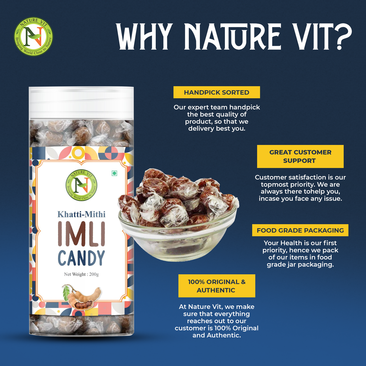 NatureVit Imli Candy | Khatti Meethi Imly, Chulbuli Emli Tamarind Twist Candy, Twisted Emly | Tamarind Candy Soft Chewy Digestive Treat