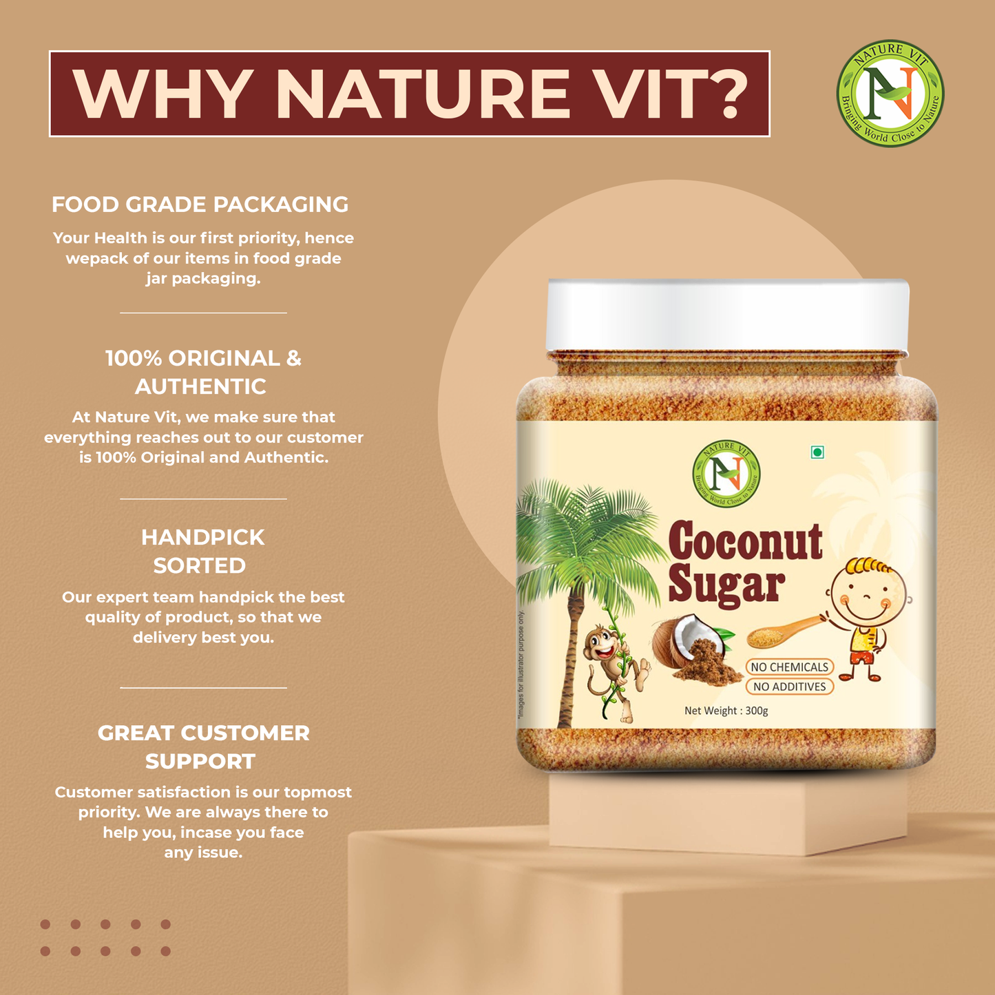 NatureVit Coconut Sugar ā Unrefined, Natural Sweetener, Gluten-Free