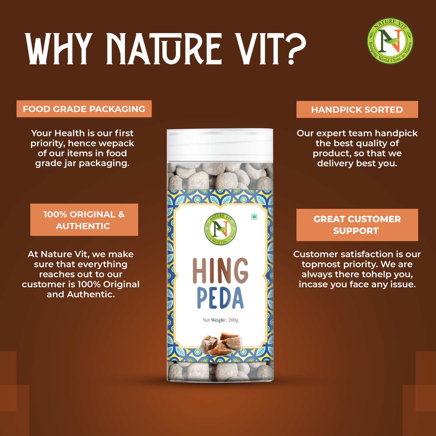 NatureVit Hing Peda - Heeng Digestive Peda Mouth Freshener with Asafoetida & Spices – Sweet-Salty Pachak Delight for After Meals