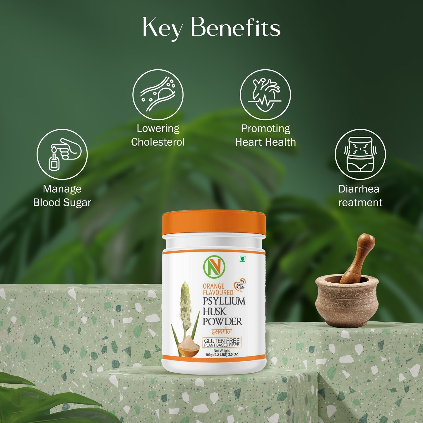 NatureVit Orange Flavour Isabgol – Ayurvedic Psyllium Husk for Digestive Health