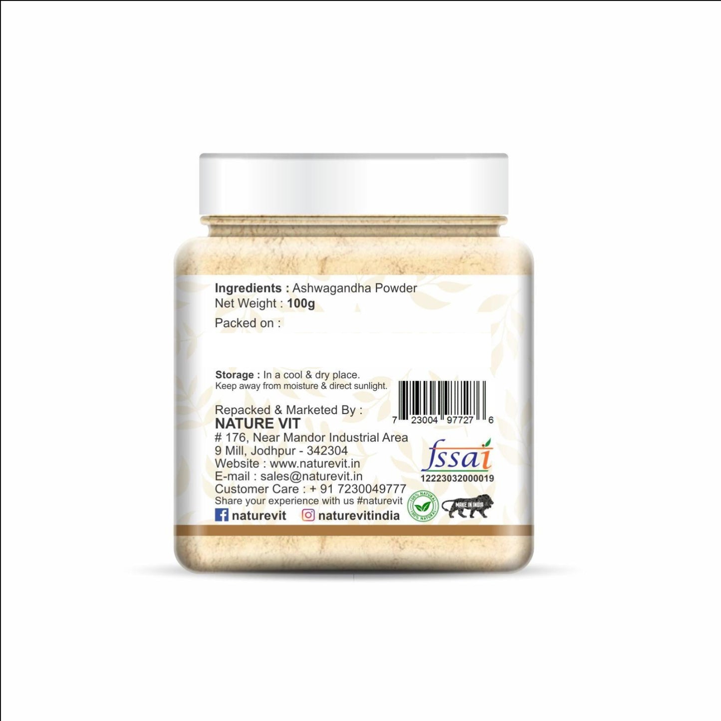 NatureVit Ashwagandha Powder – Pure Herbal Supplement for Vitality & Stress Relief