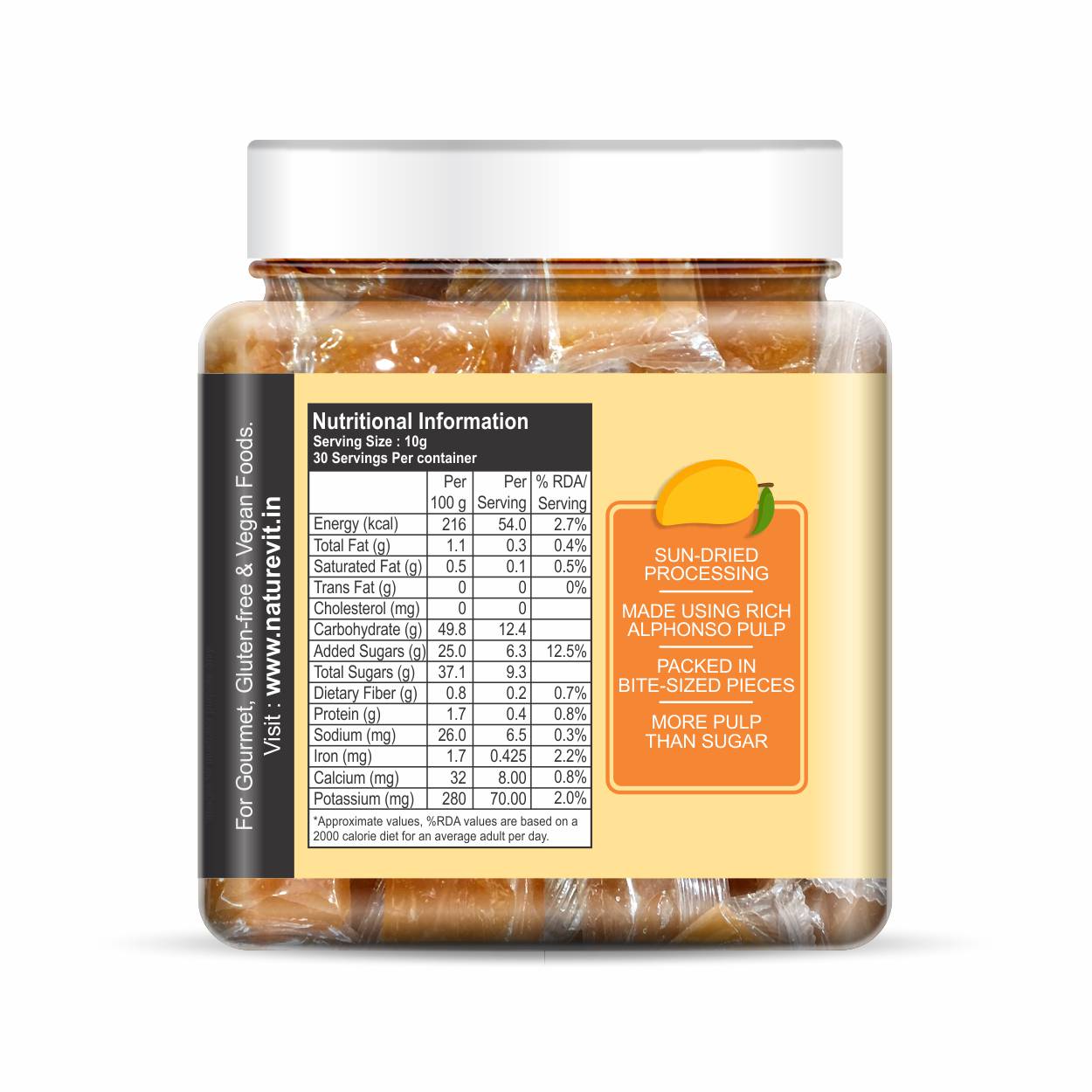 NatureVit Aam Papad 300g Jar Pack | Mango Pulp Candy | Sweet & Tangy Snack