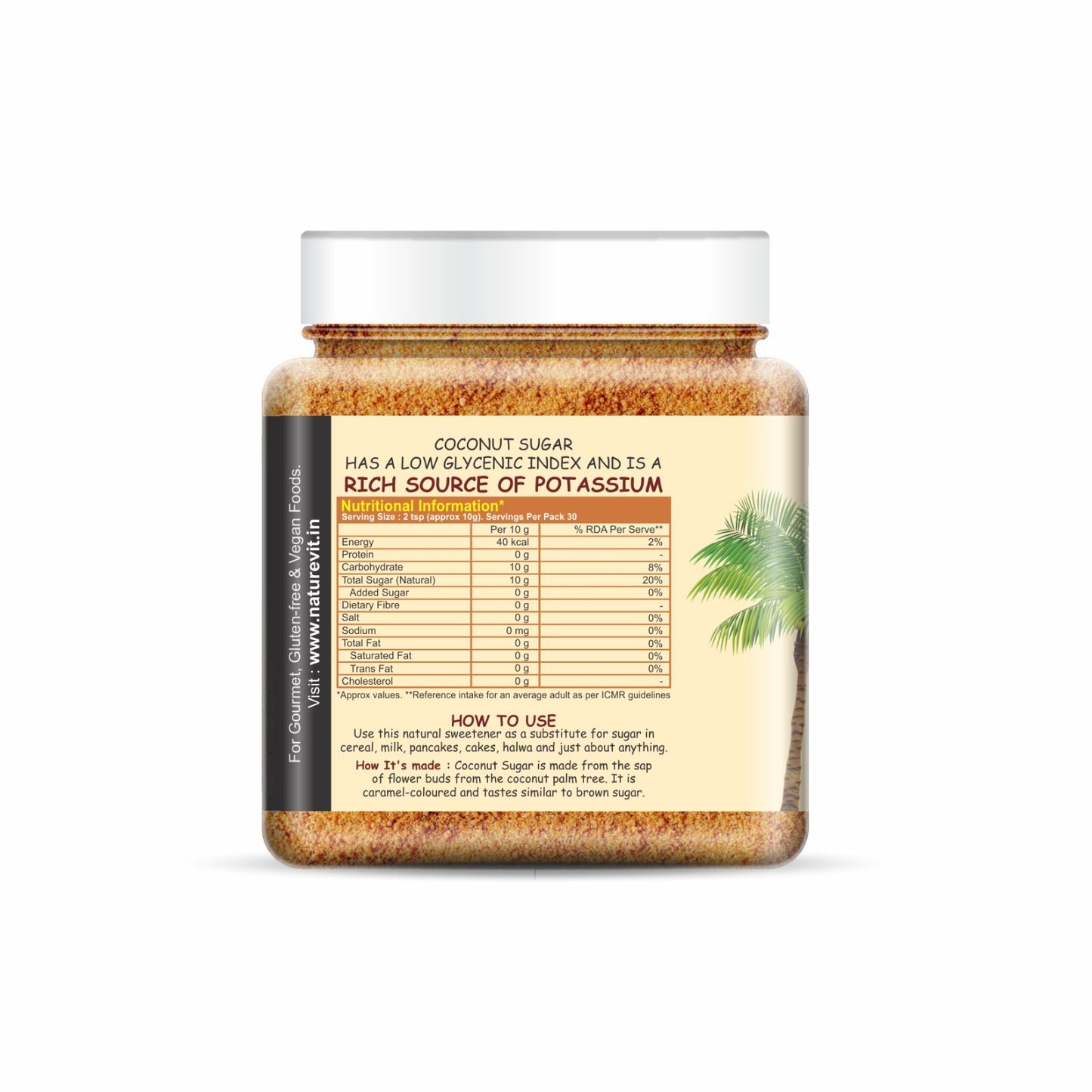 NatureVit Coconut Sugar  ā Unrefined, Natural Sweetener, Gluten-Free