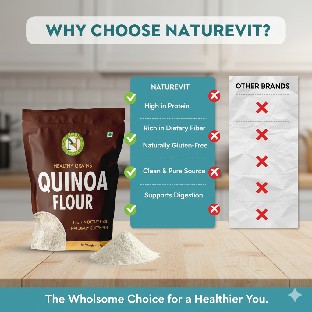 NatureVit Quinoa Flour | Gluten-Free Chakki Atta | High in Protein, Fiber & Micronutrients | Superfood for Gut Health