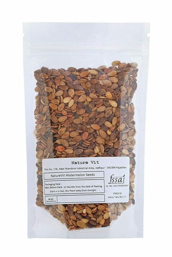NatureVit Whole Watermelon Seeds | Tarbooj Beej | Watermelon Seeds with Skin