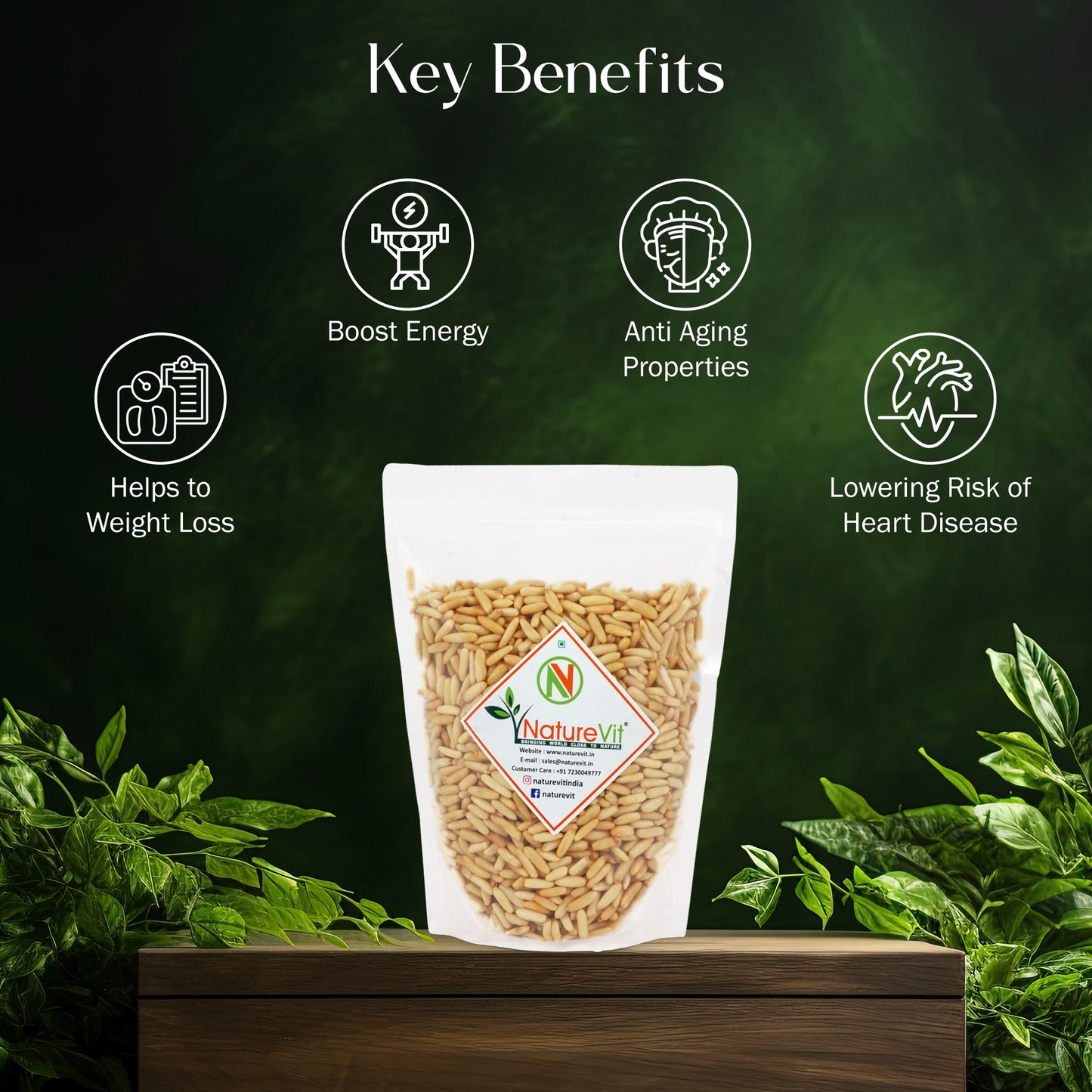 NatureVit Pine Nuts Kernels ā Premium Chilgoza Giri, Shell-Free & Jumbo Size