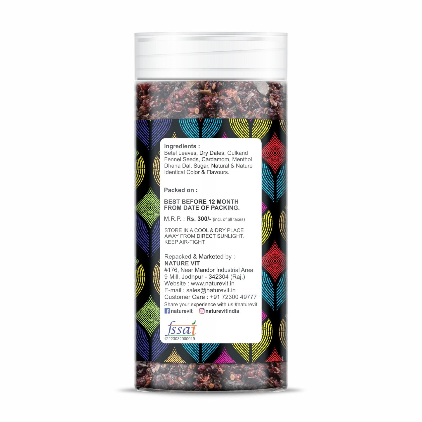 NatureVit Calcutta Meetha Paan Mukhwaas – A sweet, natural mouth freshener made with gulkand, fennel, and betel leaves. Hygienically packed for freshness