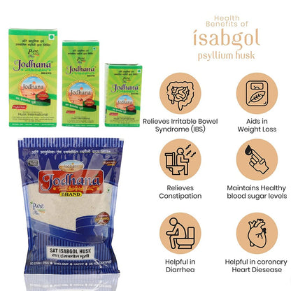 Jodhana Psyllium Whole Husk | Sat-Isabgol Bhusi | Fiber Rich Whole Husk For Weight Control