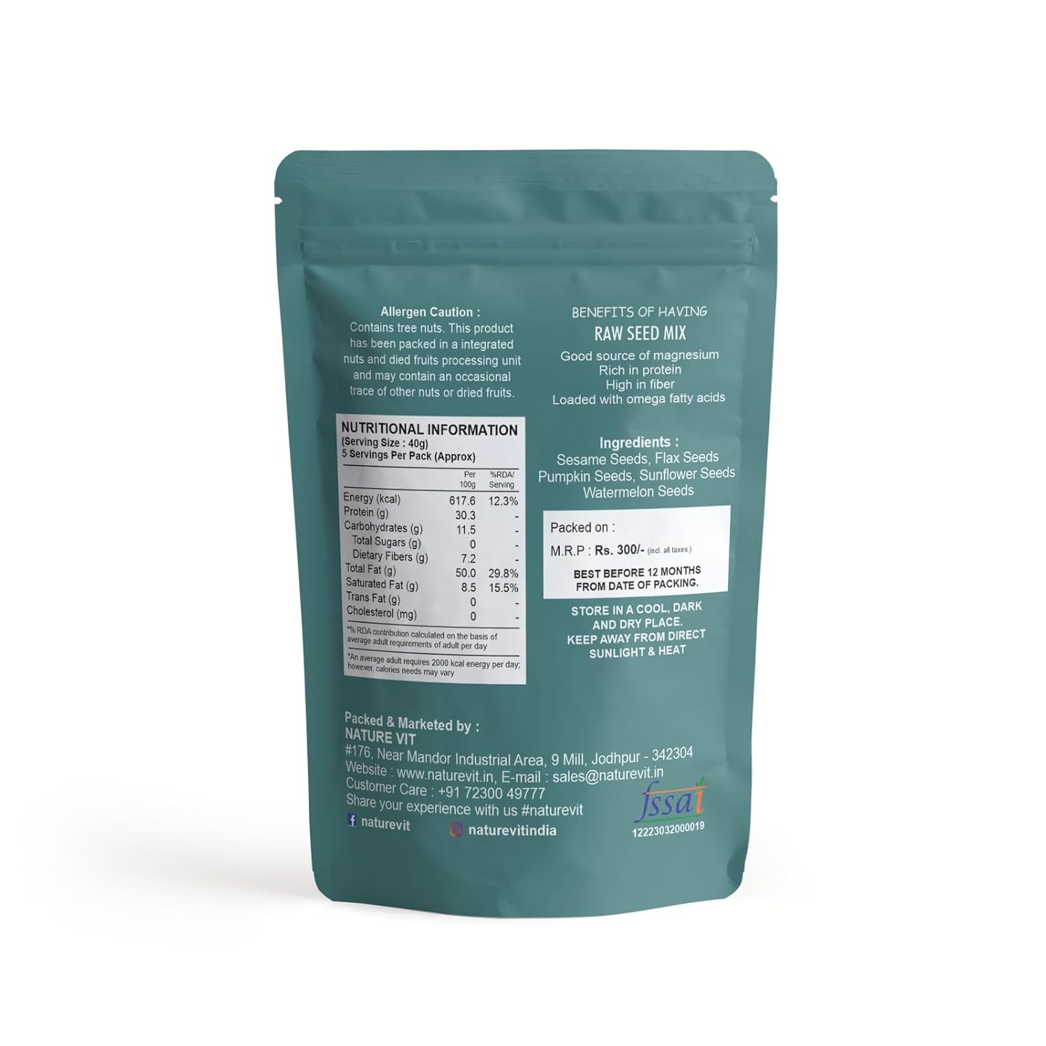 NatureVit 5-in-1 Raw Mix Seeds  – Healthy Vegan Superfood Snack