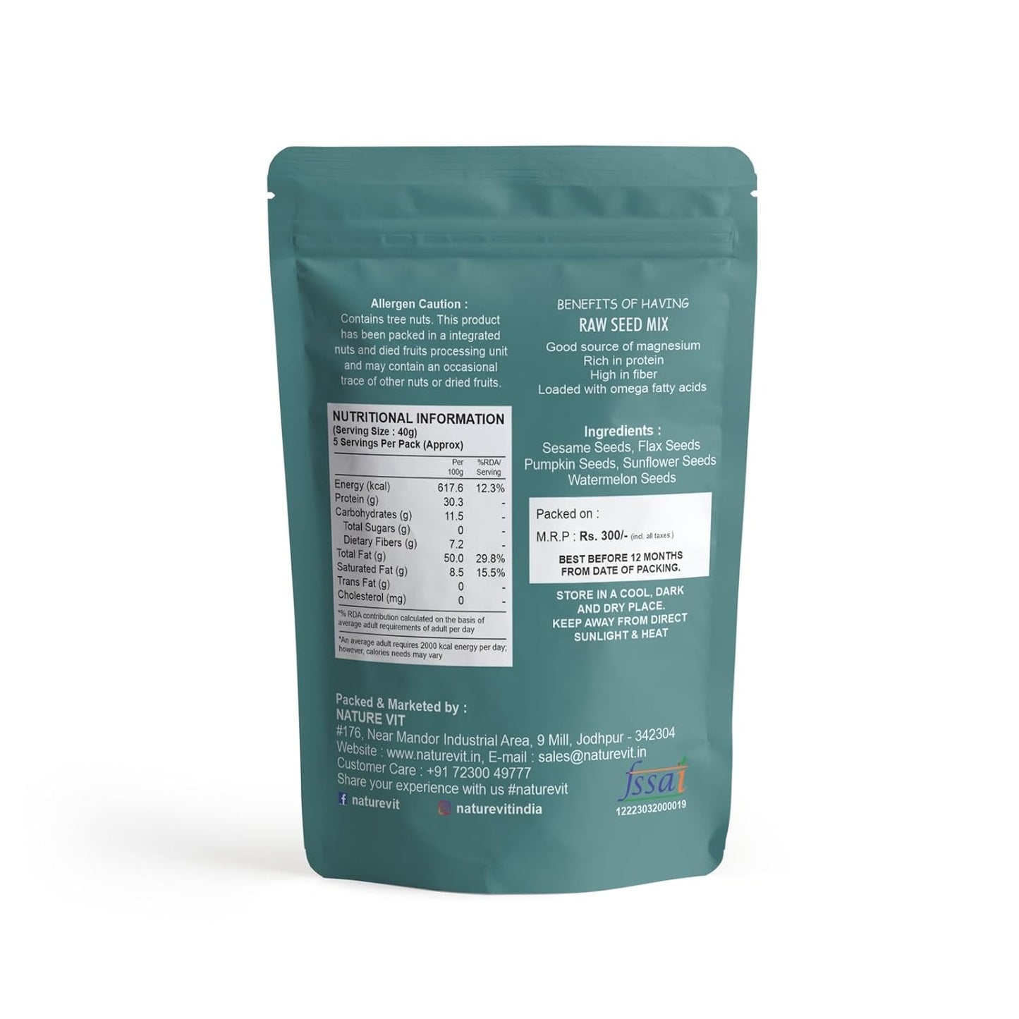 NatureVit 5-in-1 Raw Mix Seeds  – Healthy Vegan Superfood Snack