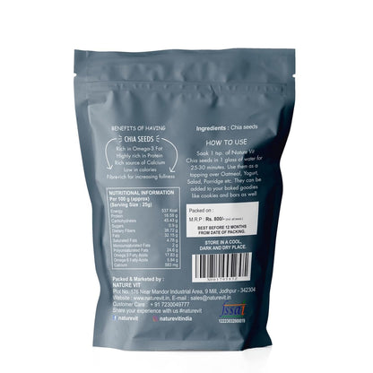 NatureVit Chia Seeds | Rich in Omega-3, Fiber & Protein | Superfood for Weight Management | Raw & Natural Seeds for Eating