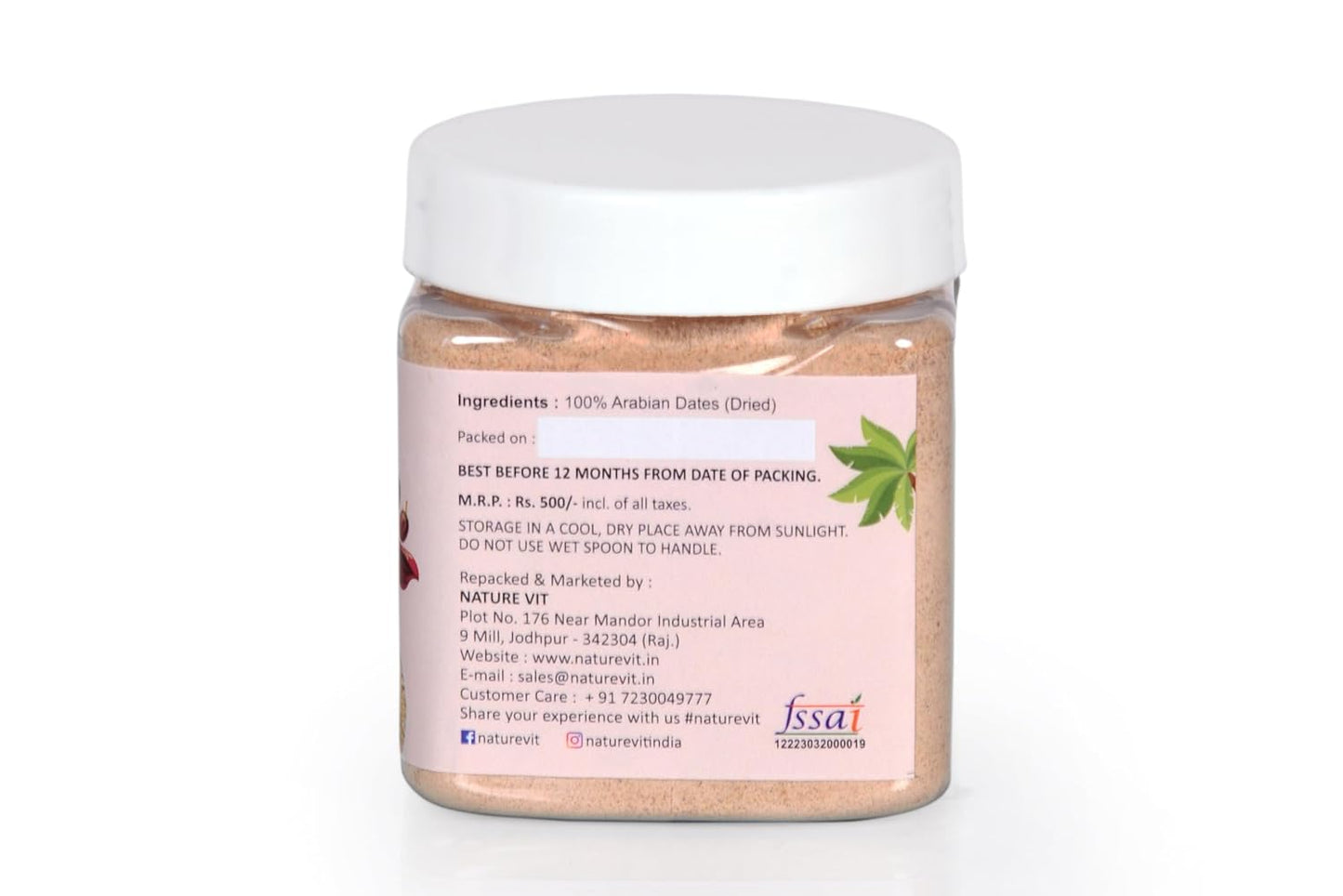 NatureVit Date Powder | Kharik/Khajur Powder | 100% Natural Sweetener | No Preservatives, No Chemicals | Healthy Substitute for Refined Sugar | Dates Powder for Little Ones