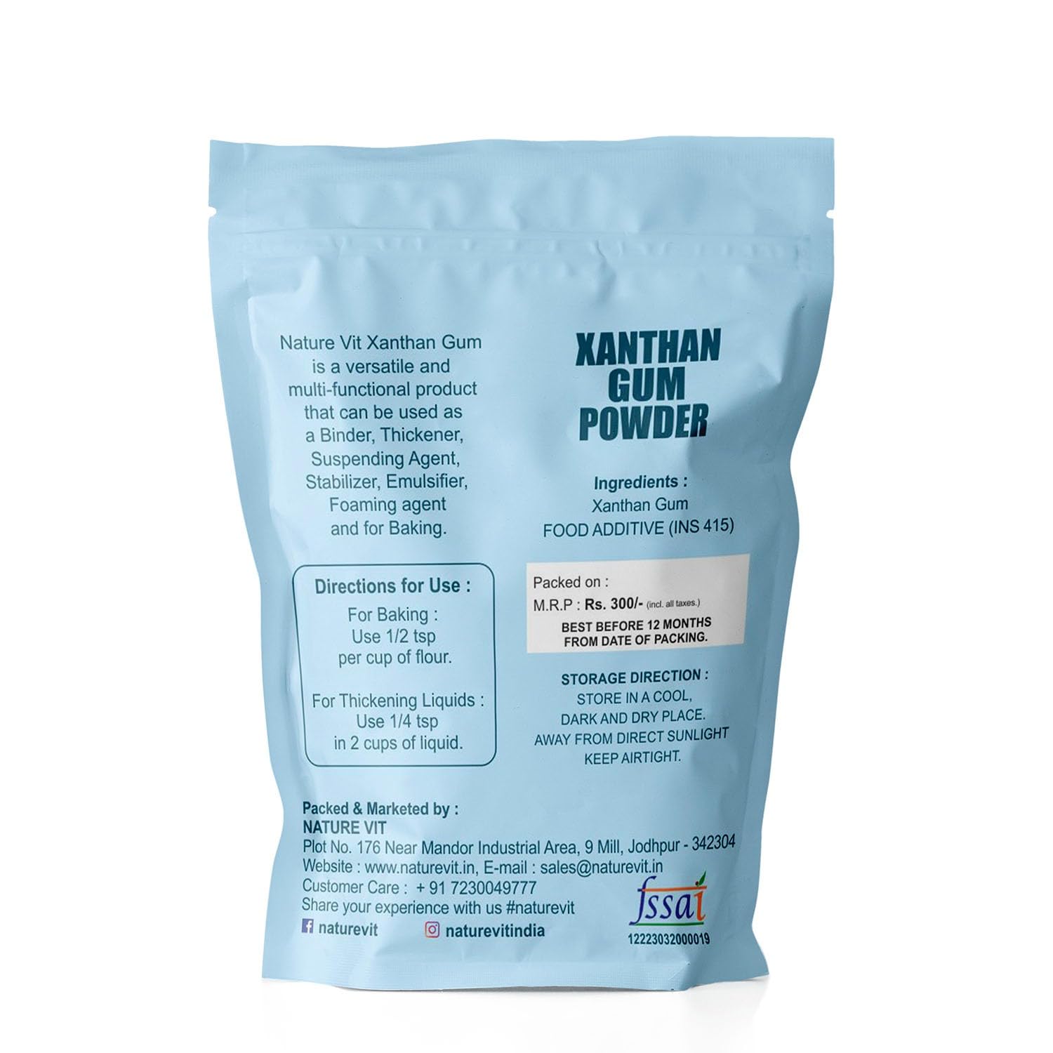 NatureVit Xanthan Gum Powder | Food-Grade Stabilizer & Thickener | Ideal for Gluten-Free Baking, Sauces & Dressings