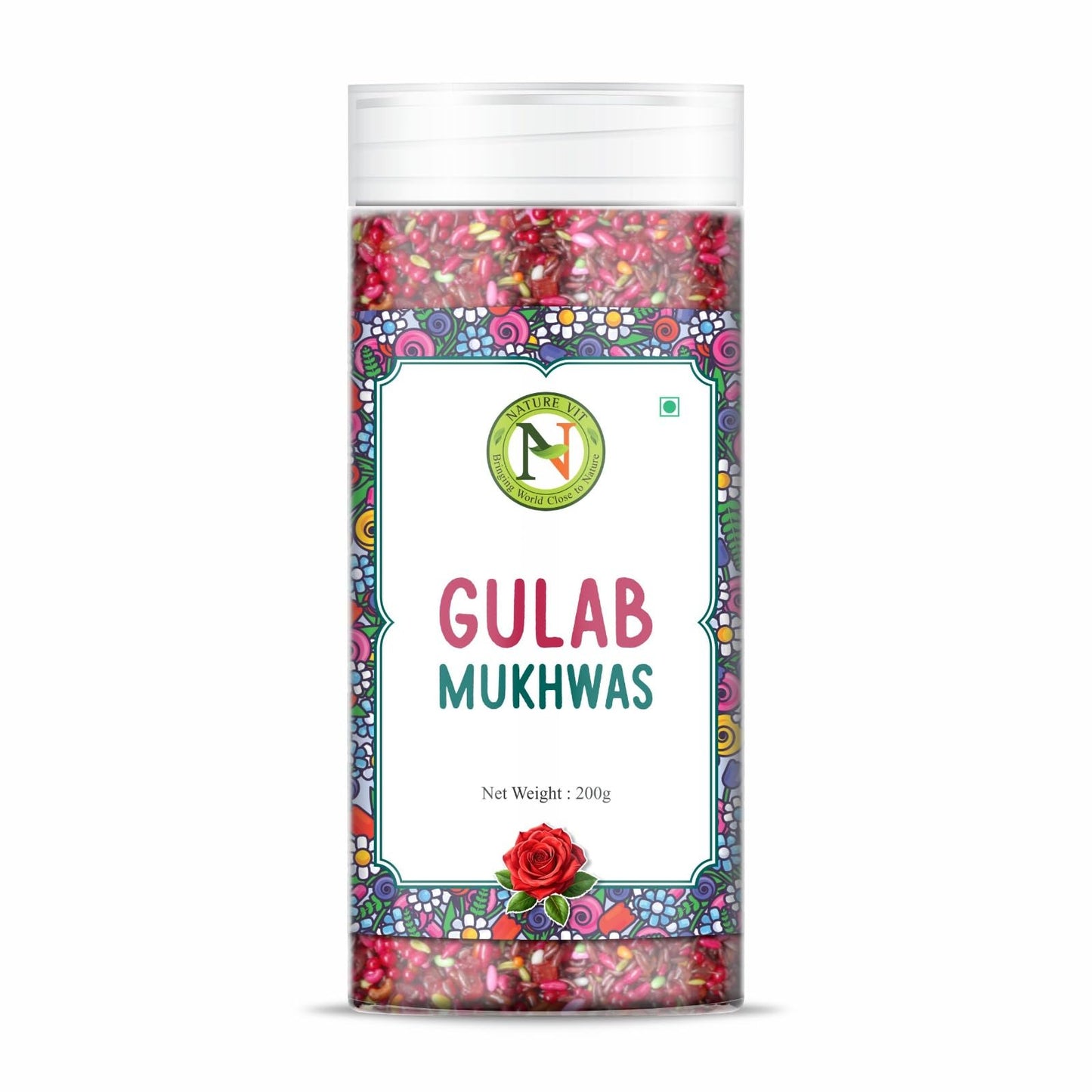 NatureVit Gulabl Mukhwas – Rose Petals & Sweet Gulab Mouth Freshener Mix | Traditional Mukwhas & After-Meal Delight