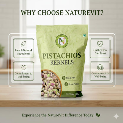NatureVit Pistachios Kernels without Shell | High Protein & Fiber Snack