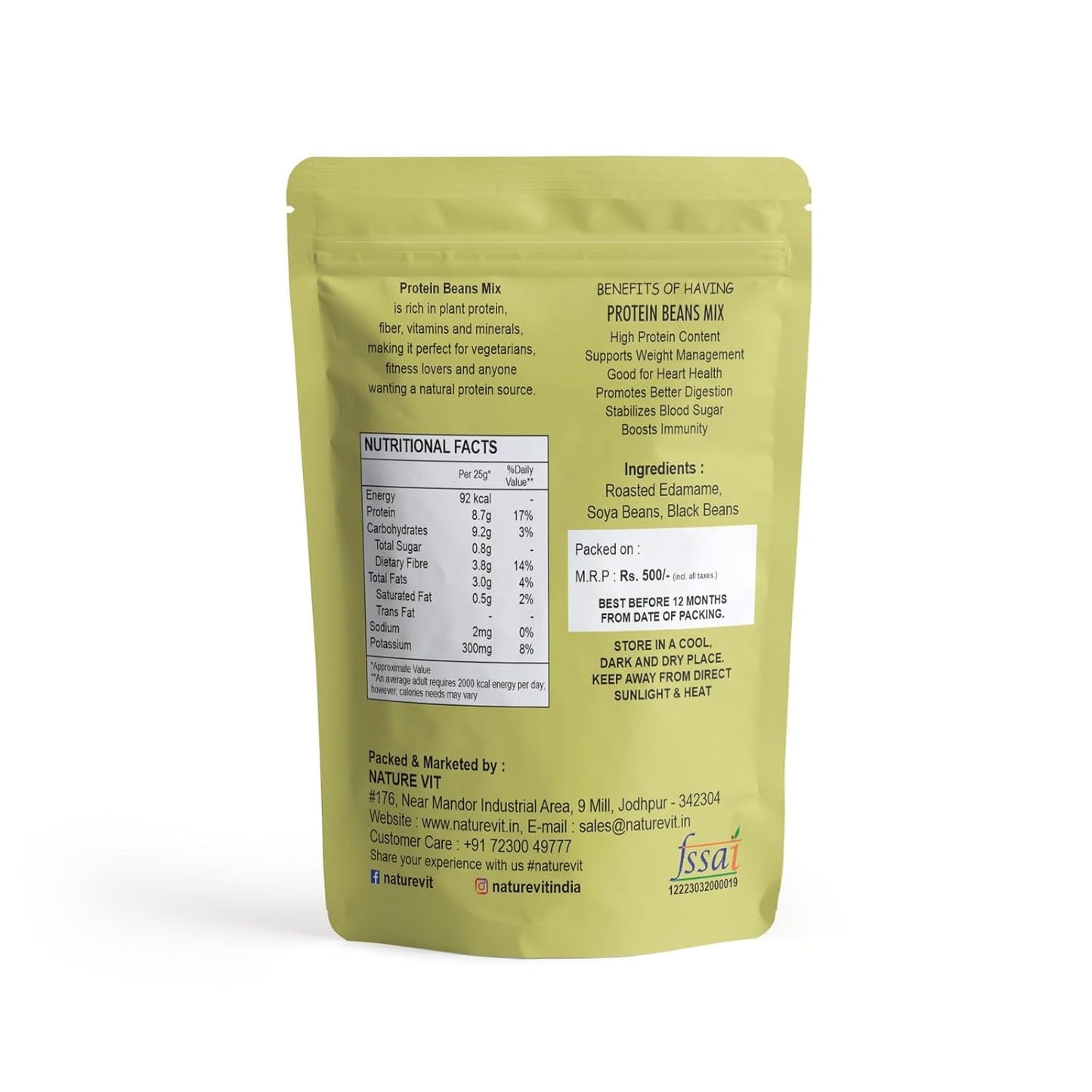 NatureVit Roasted Protein Beans Mix | High Protein Healthy Snack | Crunchy Roasted Bean Mix
