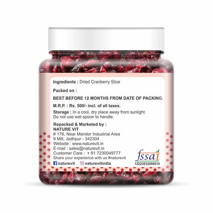 NatureVit Dried Cranberry Slice | Dried Cranberries | Gently Sweetened