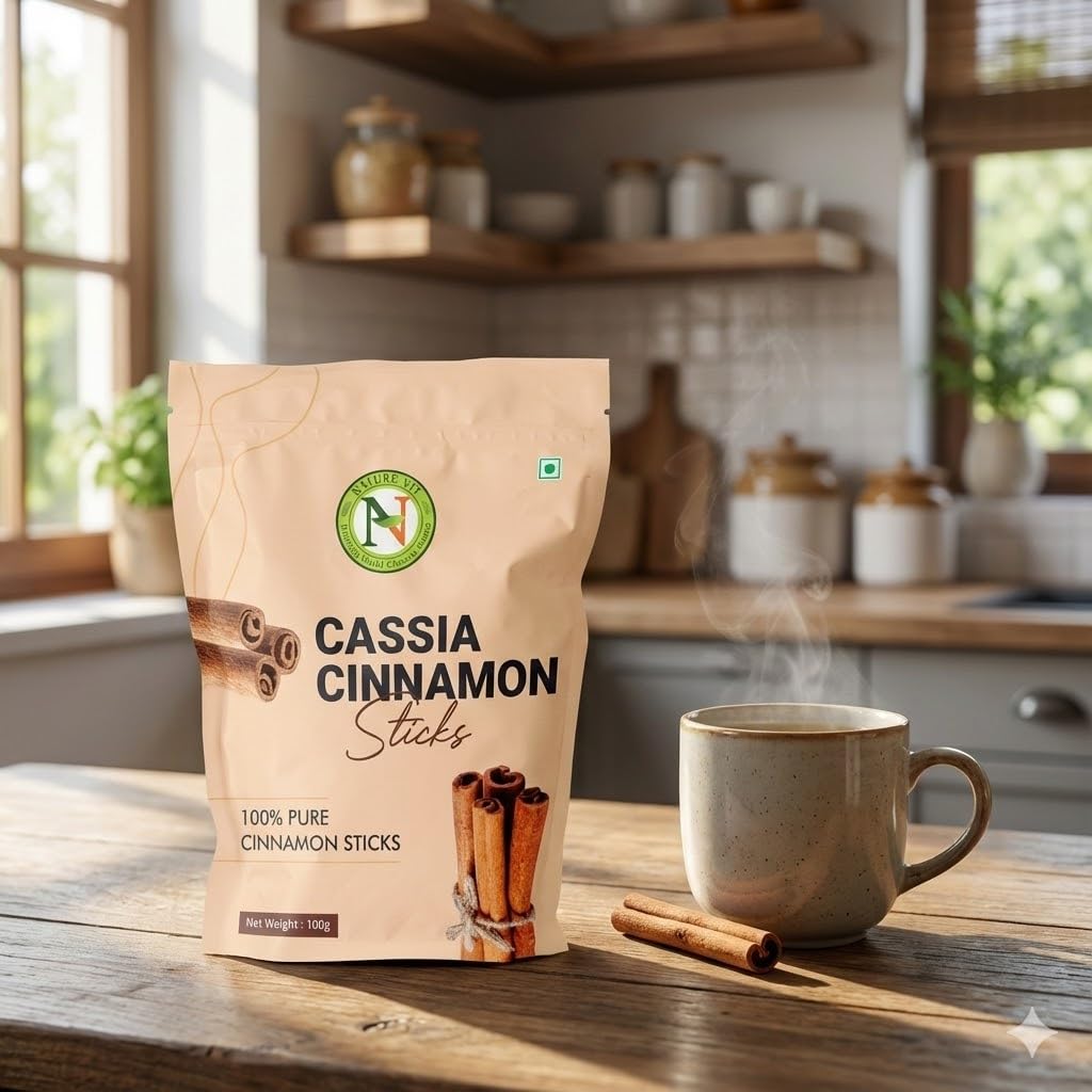 NatureVit Cinnamon Sticks – Whole Dalchini for Aromatic Cooking
