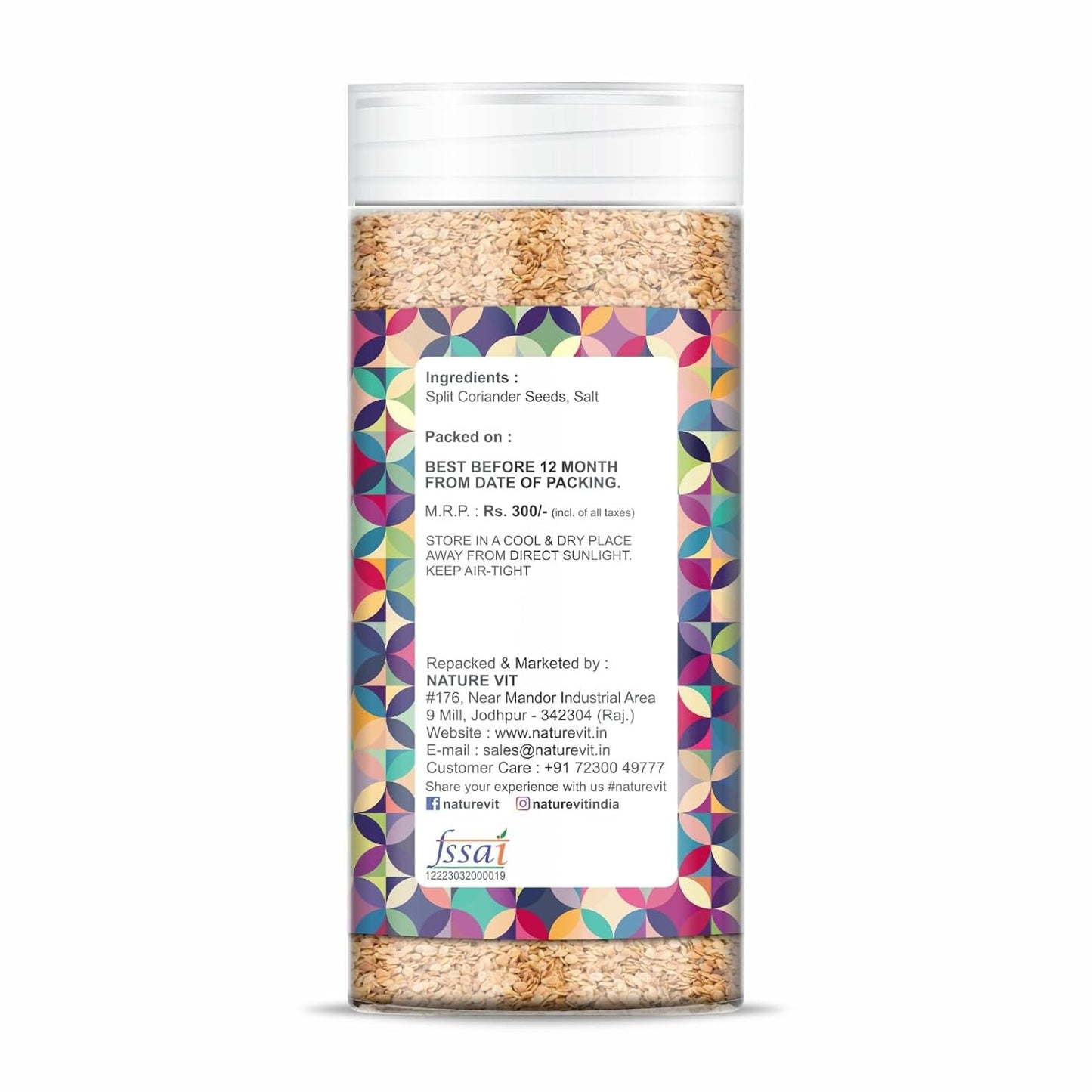 NatureVit Roasted Dhana Dal Mukhwas – Premium Split Coriander Seeds Mouth Freshener