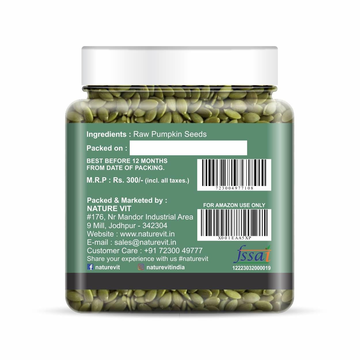 NatureVit Pumpkin and Sunflower Seeds Combo (Pumpkin Seed - 250g Sunflower Seed - 250g) | Protein & Fibre Rich | Food For Immunity Booster | Diet Food