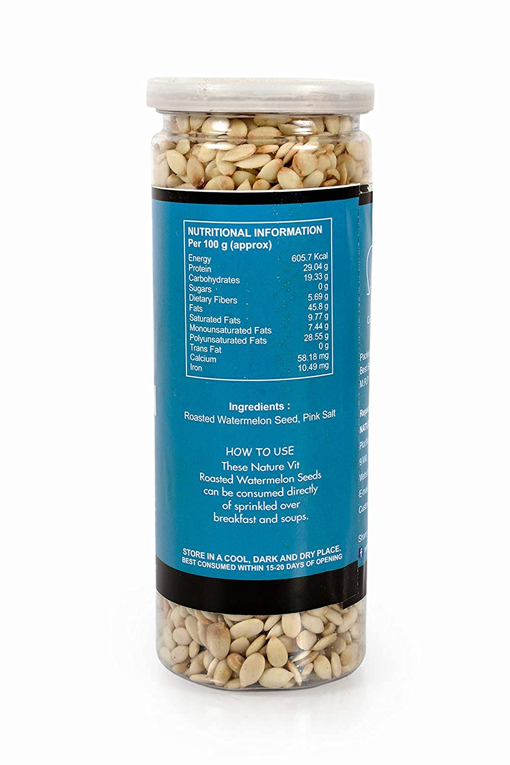 NatureVit Roasted Watermelon Seeds [Lightly Salted] | Healthy Snack | Crunchy & Nutritious | Rich in Protein & Fiber