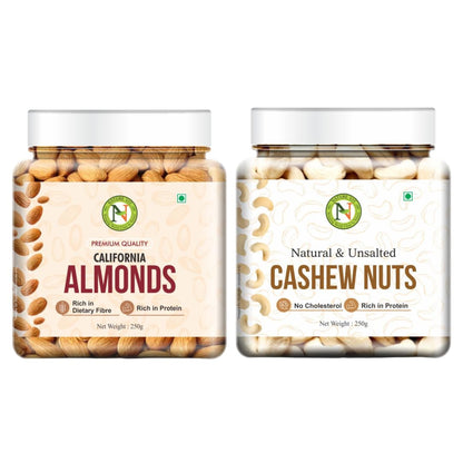 NatureVit Almond & Cashew Nuts Combo  | Premium Roasted Almonds & Cashews | Healthy Dry Fruits