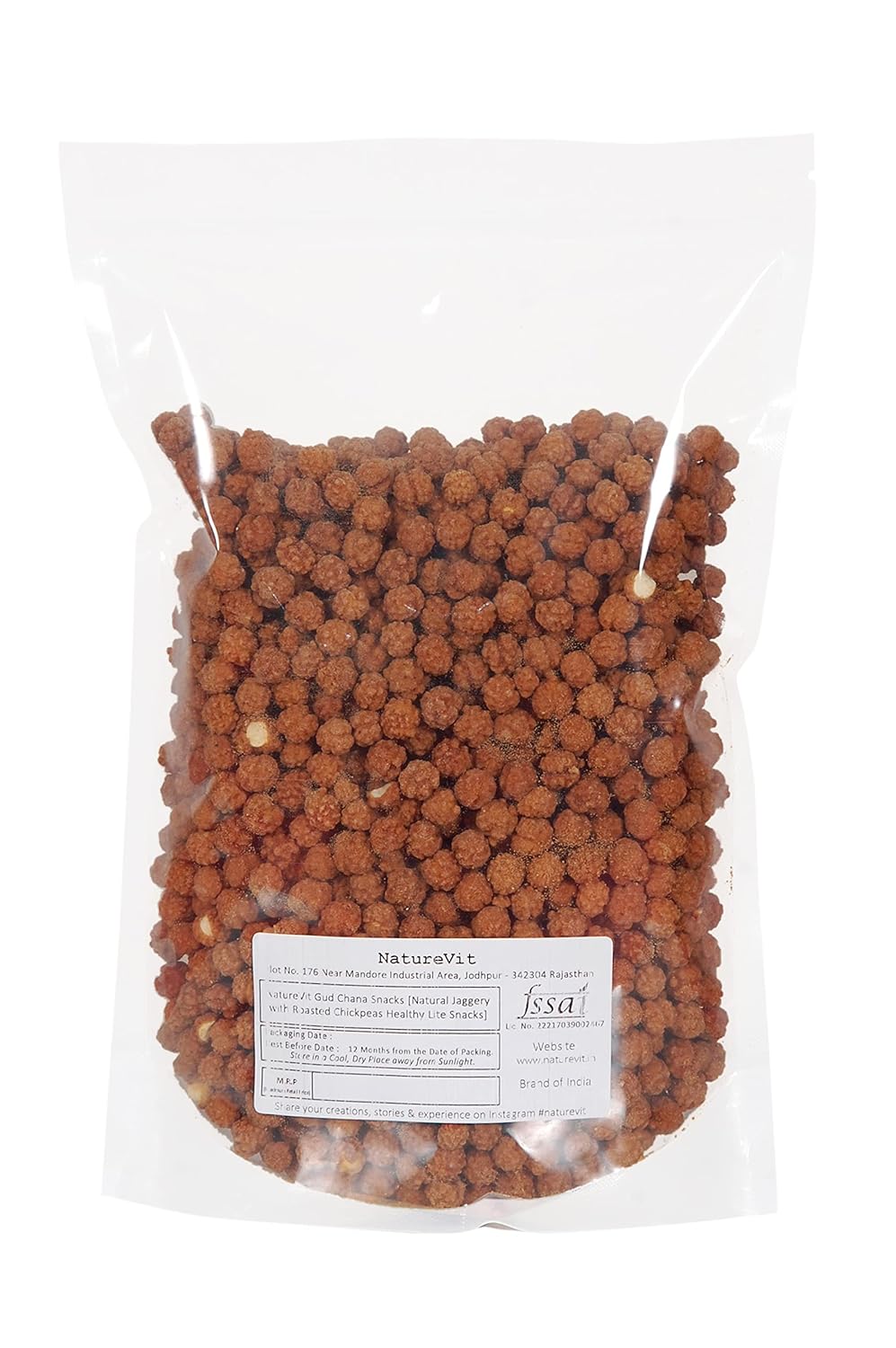 NatureVit Gud Chana Snacks – Natural Jaggery Coated Roasted Chickpeas | Healthy, No Added Sugar