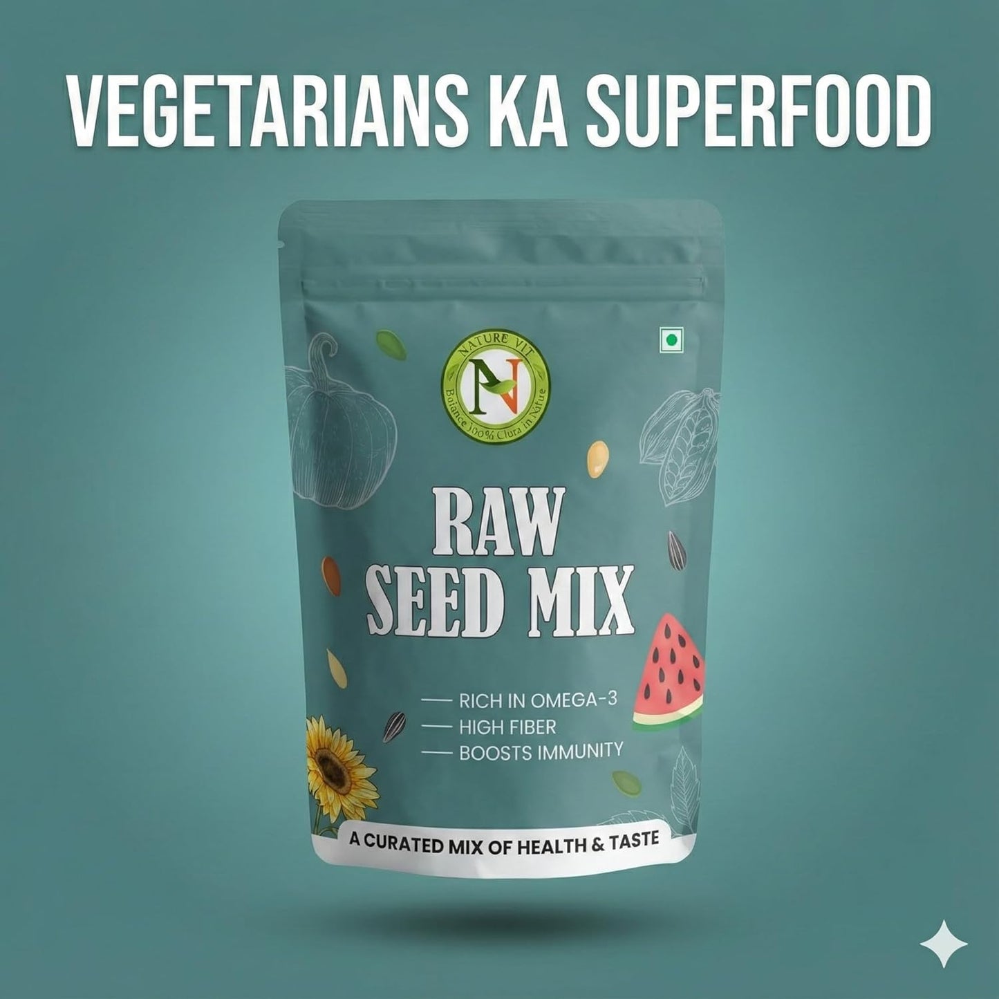 NatureVit 5-in-1 Raw Mix Seeds  – Healthy Vegan Superfood Snack