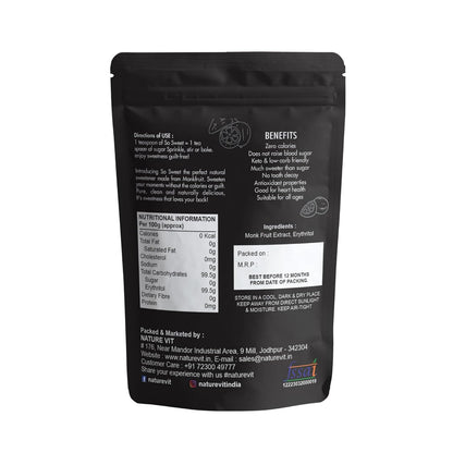 NatureVit Monk Fruit Sweetener Powder | Zero Calorie Sugar Substitute | Keto & Diabetic Friendly