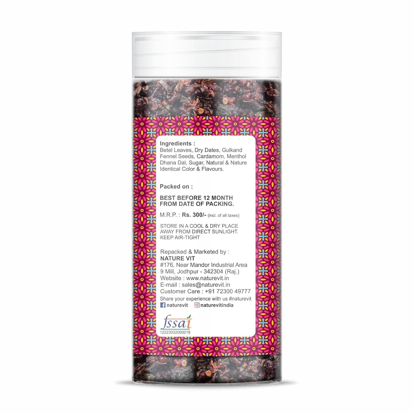 NatureVit Banarasi Paan Mouth Freshener | Sweet Banarasi Meetha Paan Mix with Gulkand, Betel Leaf & Fennel